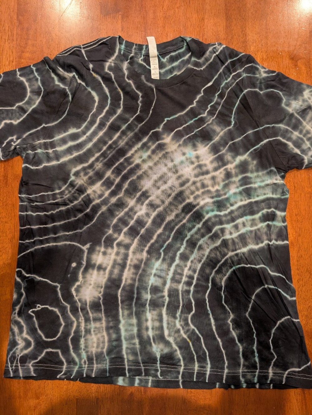 Hand Dyed Tie Dye Short Sleeve T-shirt Men's XL Black Green White